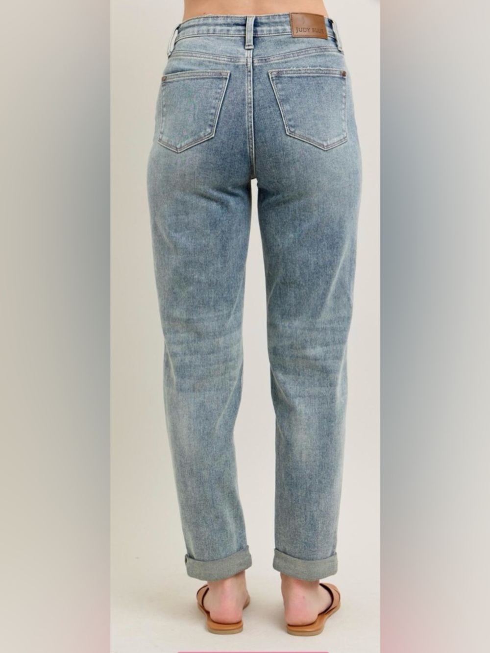 Judy Blue Light Blue Boyfriend Jeans High Waist Vintage Wash Double Cuff 20W NWT - Picture 2 of 3